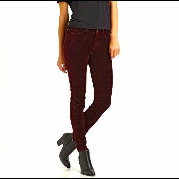 J Brand Pants - J Brand Red Women Maroon Velvet Legging Skinny Pants| Women's Size 27
